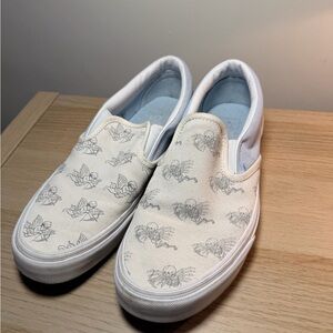 Vans Cream Angel Print Slip-On Sneakers